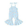ZAXARRA Toddler Baby Girl Clothes Baby Girl Jumpsuit Romper Baby Overalls Straps Bell-Bottom Pants Baby Fall Summer Outfits (Blue flower 18-24 Months)