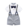 Boarnseorl Baby Boys Gentleman Outfits Shorts SetsInfant Shirt + Shorts + Bow Tie + Suspenders2-3Y