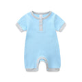 Newborn Knitted One Piece Baby Summer Button Romper Outfits Clothes 9-12 Months Sky Blue with Light Grey