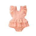 Douhoow Newborn Baby Girls Romper Ruffle Jumpsuit Bodysuit One-Piece Cotton Linen Outfits Clothes (Pink 6-12 Months)