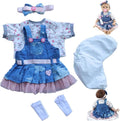 Reborn Baby Dolls Clothes for 17-22 inch Girl Outfits Accesories 【Denim Skirt 5pcs Set 】