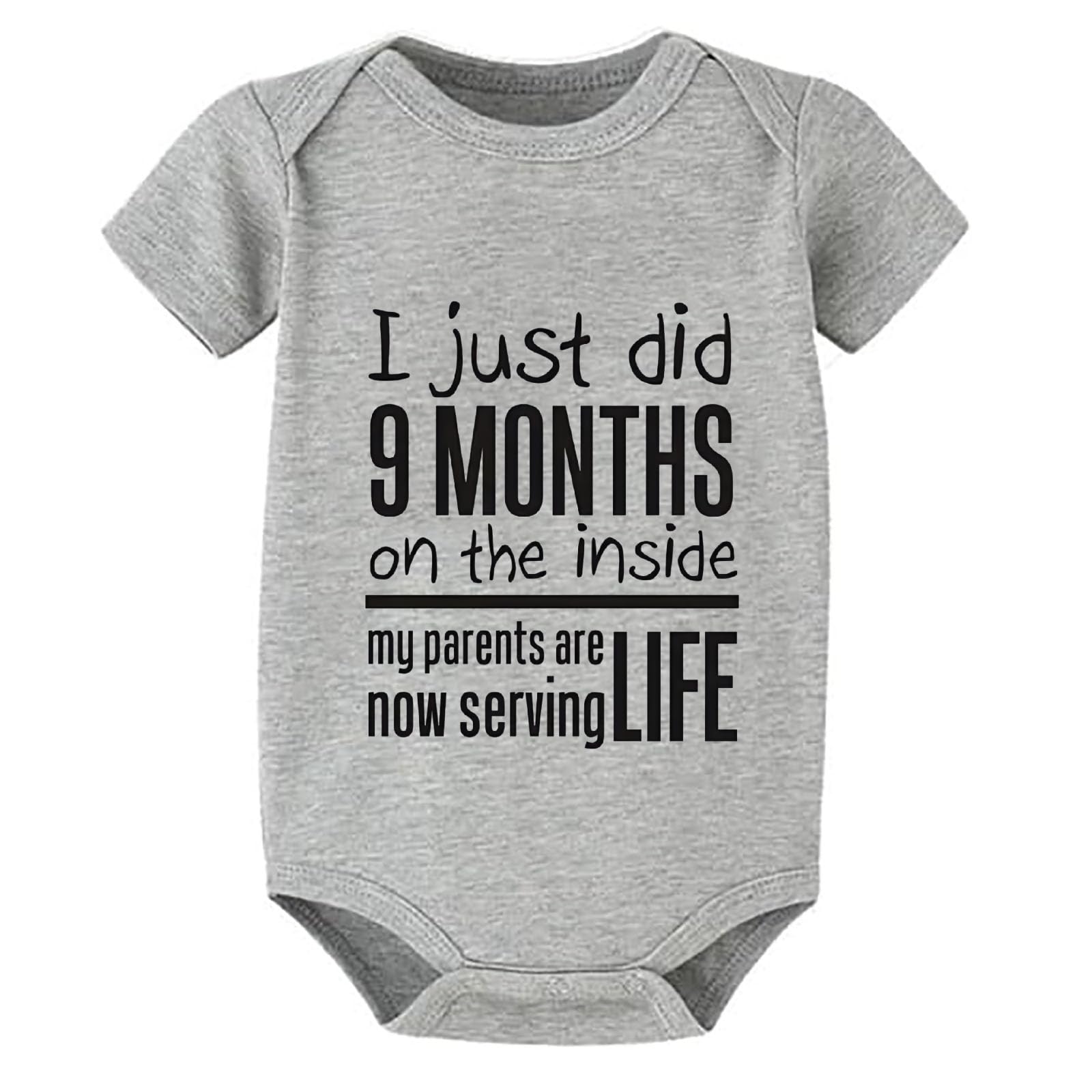 WOOYONGING Just Did 9 Months On The Inside Outfit Baby Girl Short Sleeve Baby Bodysuit Newborn Boy Outfits 0-3 Month