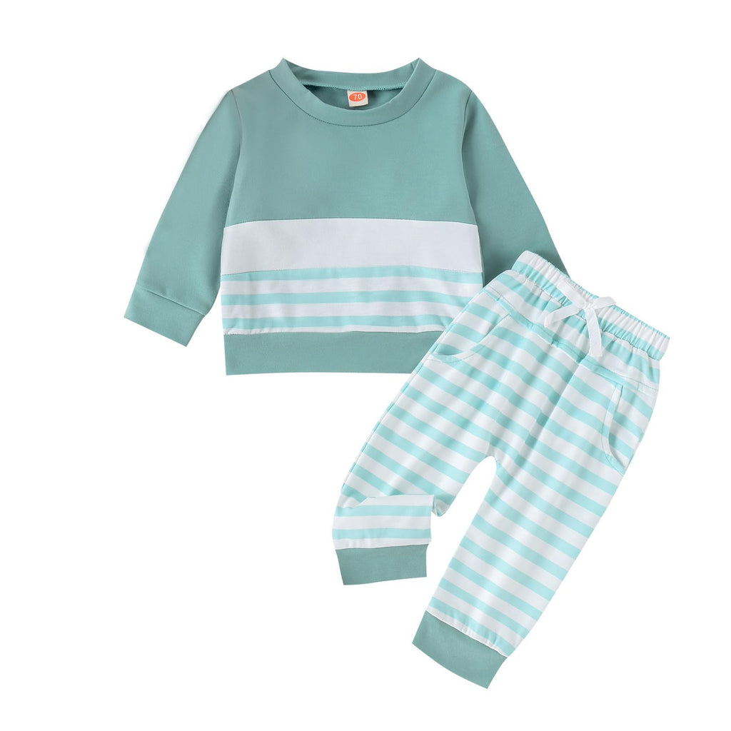 GDTOGRT Baby Girl Clothes Infant Toddler Outfits Sweatshirts Tops and Pants Sets for Girls 3-6 Months - Green Stripe/W