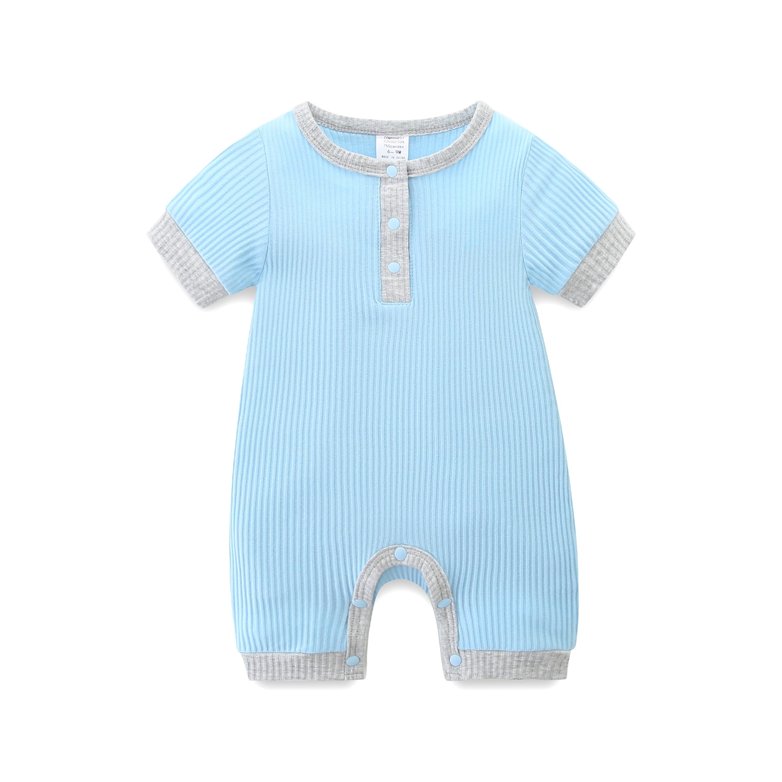 JingleBaBa Newborn Baby Boy Clothes Short Sleeve Summer Outfits for 9-12 Months Blue