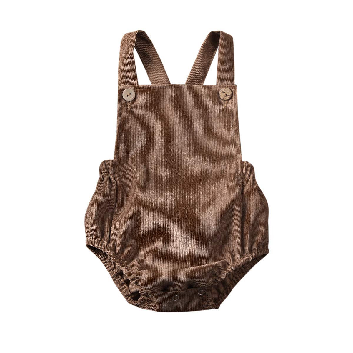 doublebabyjoy Newborn Baby 1 Piece Romper Unisex Girl Boy Bubble Jumpsuit Sleeveless Backless Overalls Bodysuits Outfits(Brown-corduroy18-24 Months)