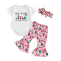 SAYOO Toddler Baby Girl Golf Outfits Im Going Golfing Letter Sweatshirt/Romper Flare Pants Headband 3Pcs Golf Baby Set (Pink 2 6-12 Months)