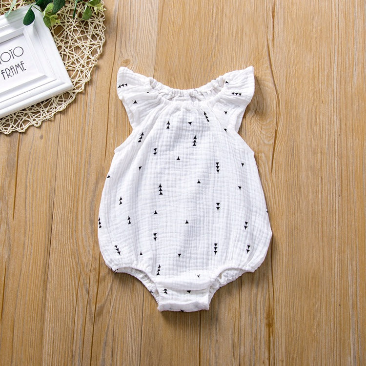 Cactus Print Sleeveless Cotton Linen Baby Romper Outfits
