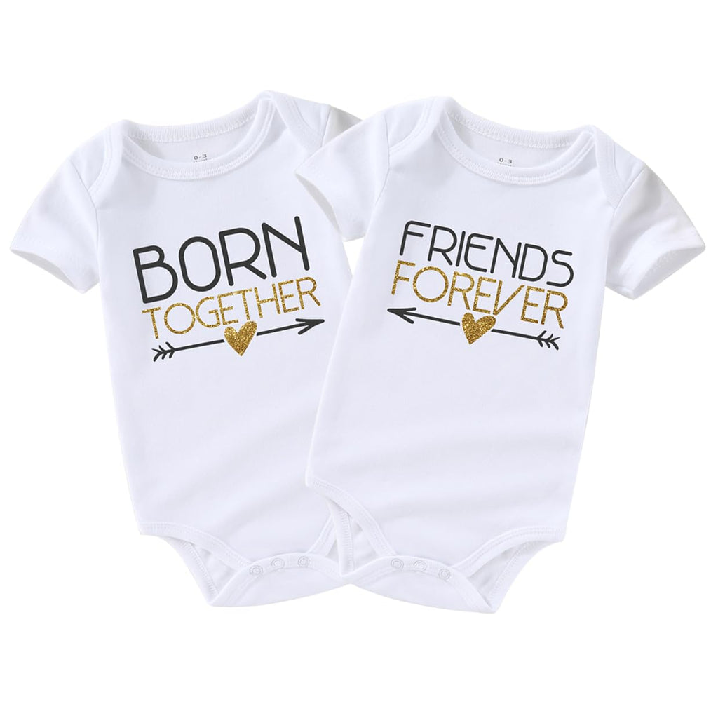 Acwssit Born Friends Newborn Twins Outfits Boy And Girl Baby Items Outfits Matching White Born Friends 3-6 Months