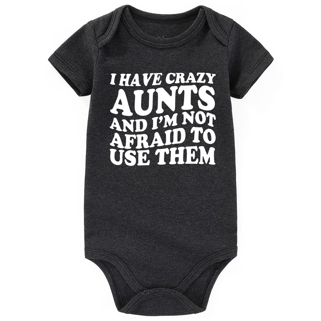 BESDEAR I Have Crazy Aunts Best Auntie baby clothes boy girl Aunties Bestie Baby Clothes Girl Outfits Baby Bodysuits Gifts Gray 3-6 months