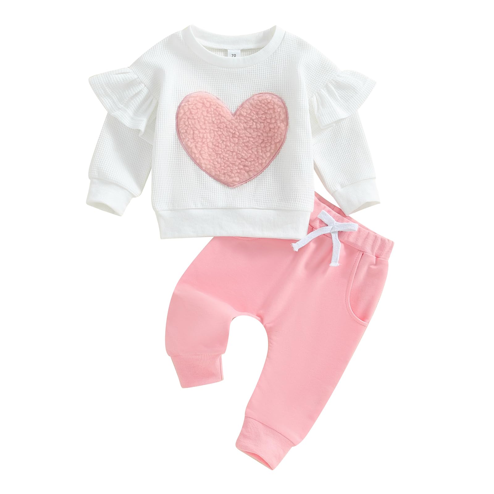 Doisbetthsay Little Girls Clothes Toddler Girl Fall Outfits Long Sleeve Top + Pants Sweatsuit Winter Baby Girls Clothing (C Pink 18-24 Months)