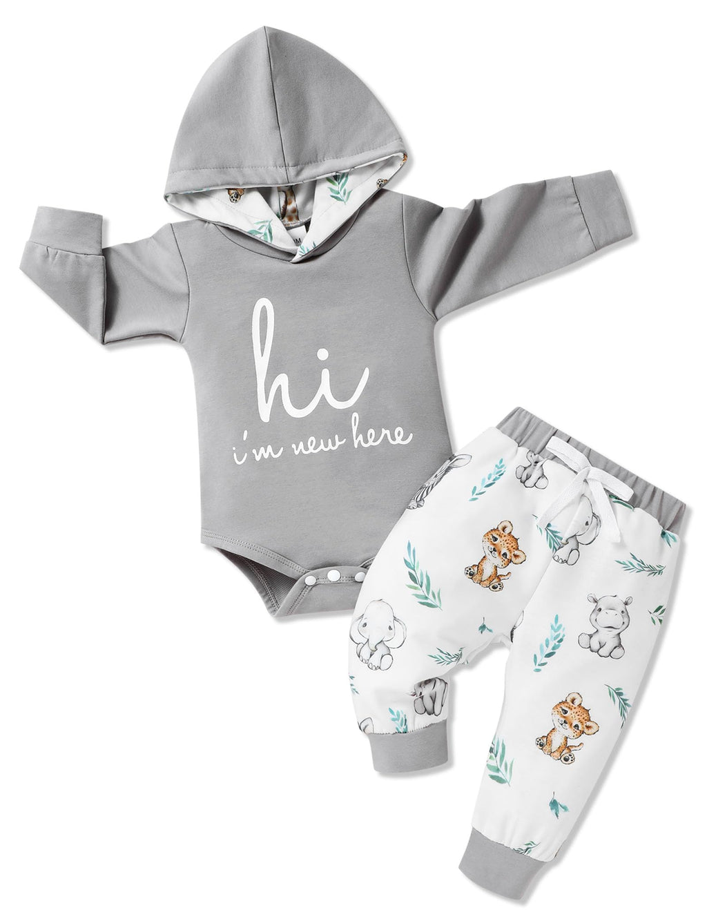 Gaupafmb Baby Boy Outfits Letter Print Hoodies Romper Cute Animal Pants Winter Baby Boy Clothes 3-6 Months