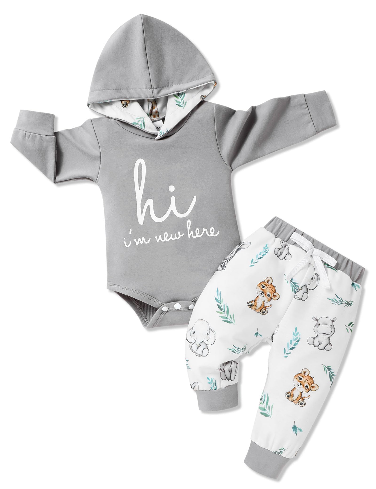 Gaupafmb Baby Boy Outfits Letter Print Hoodies Romper Cute Animal Pants Winter Baby Boy Clothes 3-6 Months