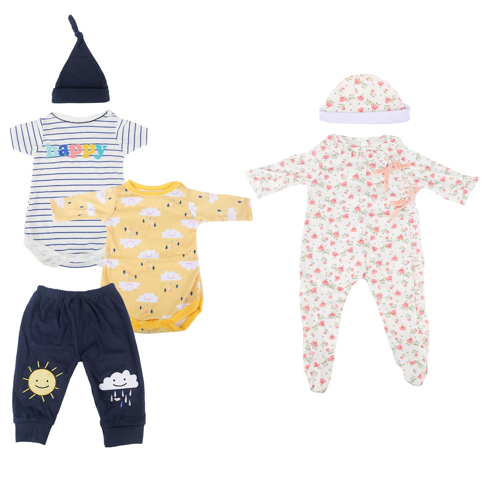 Kaydora Reborn Baby Doll Clothes for 18-22 Inch Reborn Doll Girl 2 Sets Yellow&Pink Reborn Baby Dolls Outfits Baby Doll Clothing